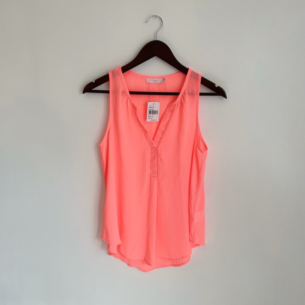 NEW Lush Pink Chiffon Flowy Tank Top Size Small